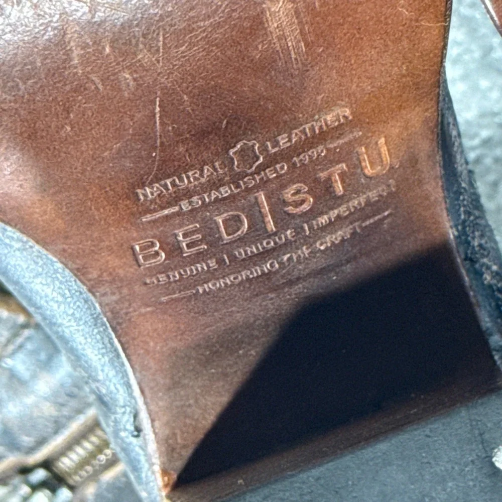 BED STU Occam Gladiator Distressed Leather Cage Peep Toe Heels Sz 6 Bench Made